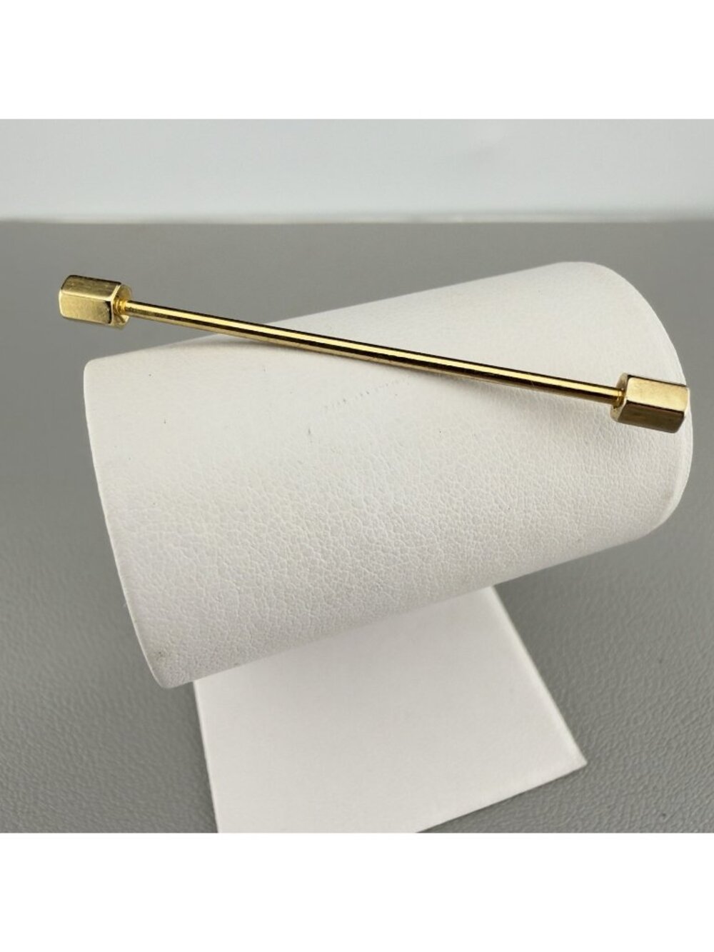 Vintage Gold Tone Collar Bar Pin Hexagon Screw-Off Ends Men's Dumbbell Style 2”